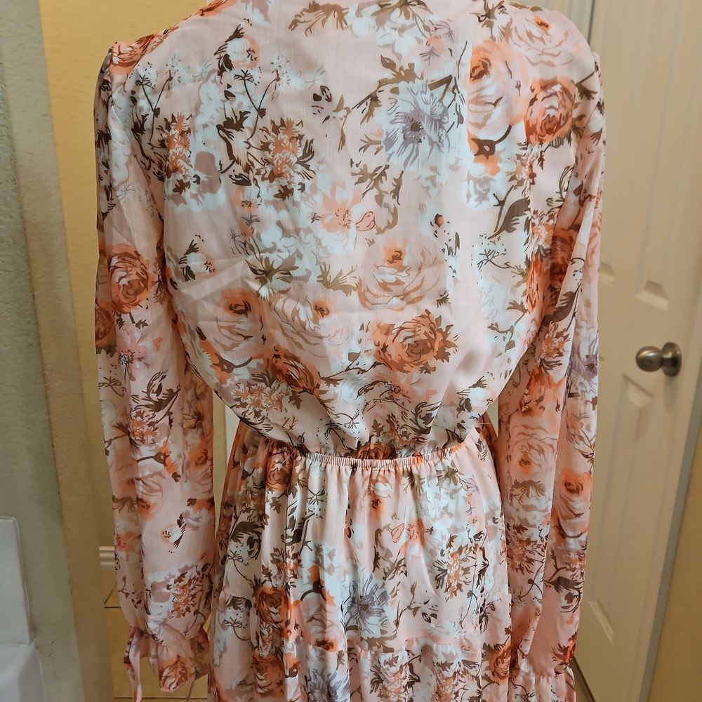 Floral Pink Long Sleeve Maxi Dress - Picture 10 of 12